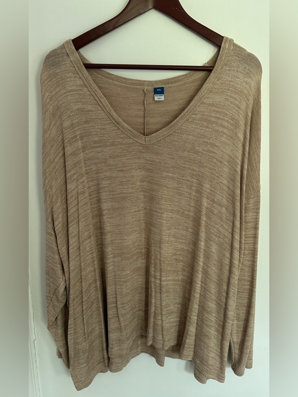 Old Navy Taupe V-Neck Long Sleeve Women's Top